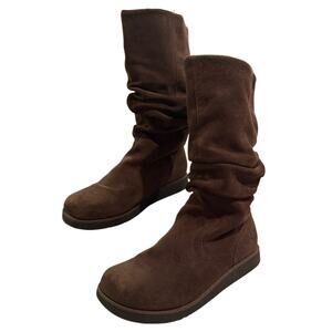 Roxy Brown Suede Slouchy Mid Calf Boots SZ 7 Leather Upper Y2K 90s Fall Winter